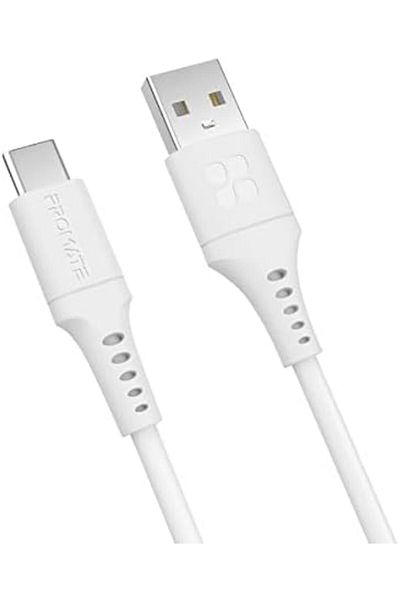 Promate كابل USB إلى USB-C™، كابل شحن من السيليكون المتين من النوع C™ مع 3Aw، وسرعة نقل بيانات 480 ميجابت في الثانية