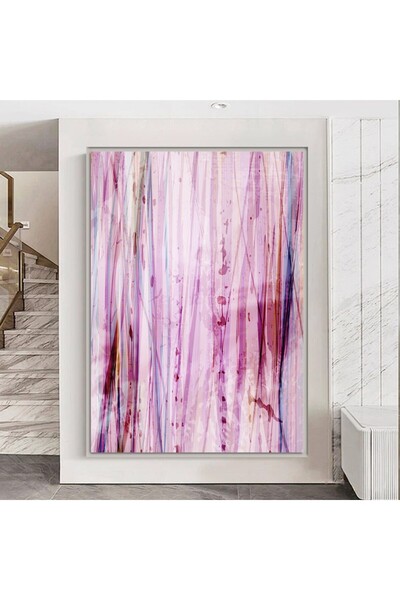 4gdran لوحة قماشية بتصميم تجريدي مع برواز فضي مجوف