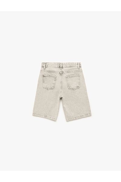 Koton Cotton Elastic Waist Button Pocket Jean Shorts