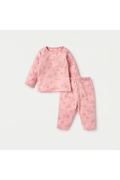 Juniors Printed Long Sleeves T-shirt and Pyjama Set