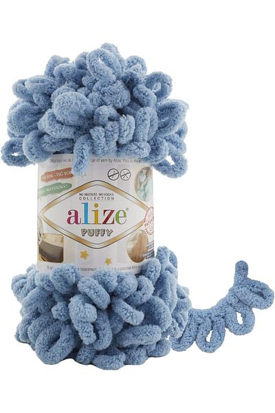 Alize Puffy Hand Knitting Yarn 1PC (Color Medium Blue no. 280)