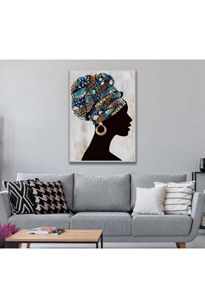 Marktna لوحة قماشية بتصميم فتاة مع برواز فضي مجوف