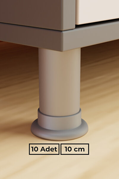 wooden lane studio Krom Gri 10 cm 10’lu Mobilya Ayağı Koltuk Mutfak Ofis Dola...