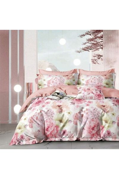 Pucioasa 1 person percale bed linen with pastel floral design, 100% cotton
