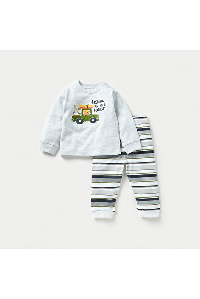 Juniors Applique Detail T-shirt and Striped Pyjama Set