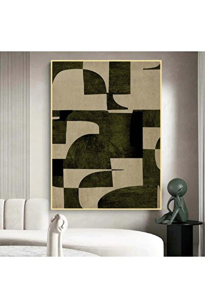 4gdran Geometric Art Canvas Painting with Hollow Gold Frame