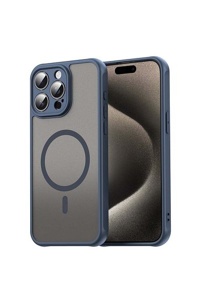 SKYDDAR INNOVATION Husă pentru iPhone 15 Pro, HaloFrost MagSafe II, rezistentă la șocuri, set de autocolante, albastru marin