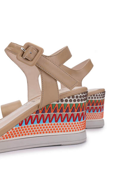 Tamer Tanca Women's Genuine Leather Camel Heeled Shoes