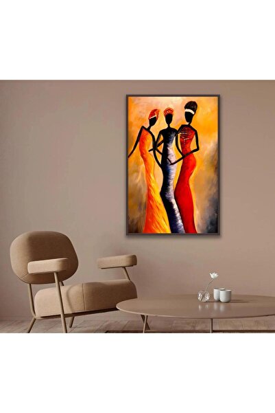 4gdran لوحة قماشية بتصميم امرآة مع برواز بني مجوف