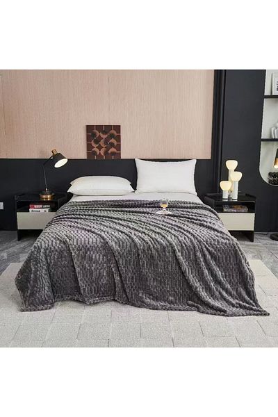 FIONNA.RO Cocolino Blanket Uni Embossed Pattern - Ash Grey