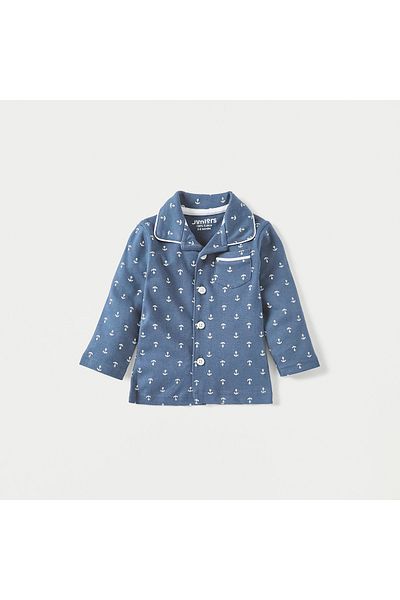 Juniors Anchor Print Long Sleeves Shirt and Elasticated Pyjama Set