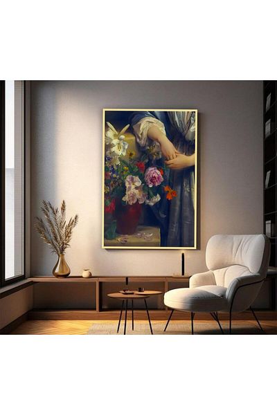 4gdran Classic design canvas painting with a hollow gold frame