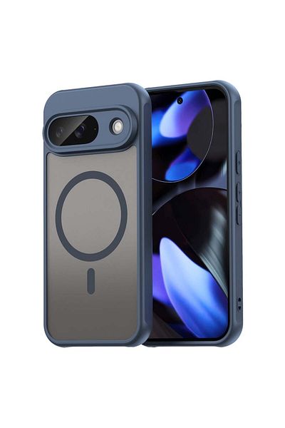 SKYDDAR INNOVATION Carcasă pentru Google Pixel 9, HaloFrost MagSafe II, antișoc, set de autocolante, albastru marin