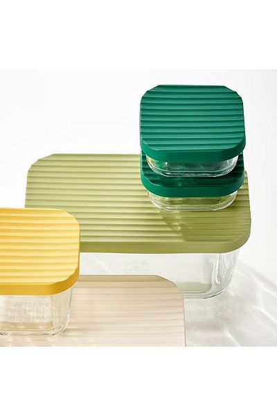 IKEA Food container with lid, set of 5, transparent/multicolour