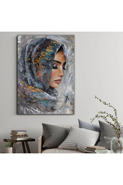 SND لوحة جدارية قماشية بتصميم فتاة عربية مع برواز خشبي مخفي