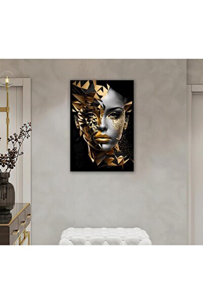 Marktna لوحة قماشية بتصميم فتاة مع برواز خشبي مخفي