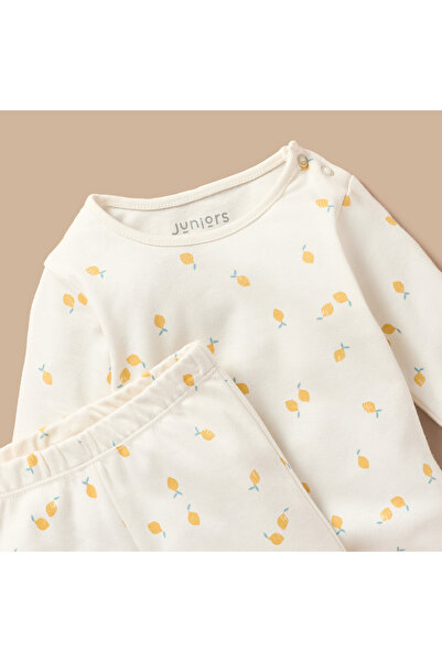 Juniors All-Over Lemon Print T-shirt and Pyjama Set