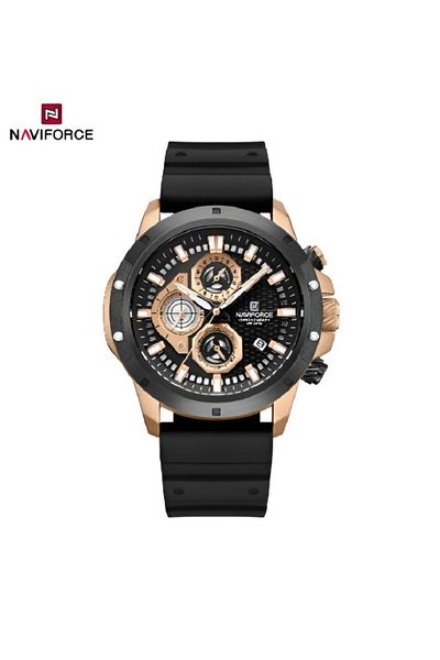 Naviforce Men's Luxury Chronograph Watch – Analog-Digital, Luminous Hands, Water Resistant, Silicone Strap