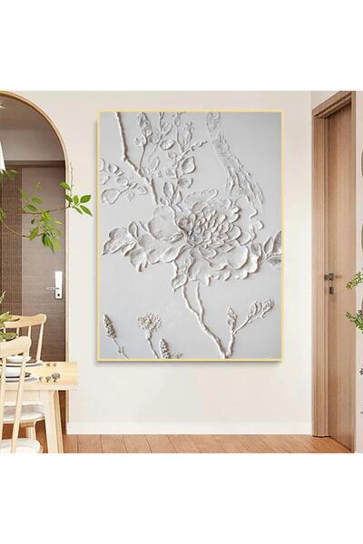 Marktna لوحة جداربة قماشية مطبوعة بتصميم اللوحة الجبسية مع برواز ذهبي مجوف