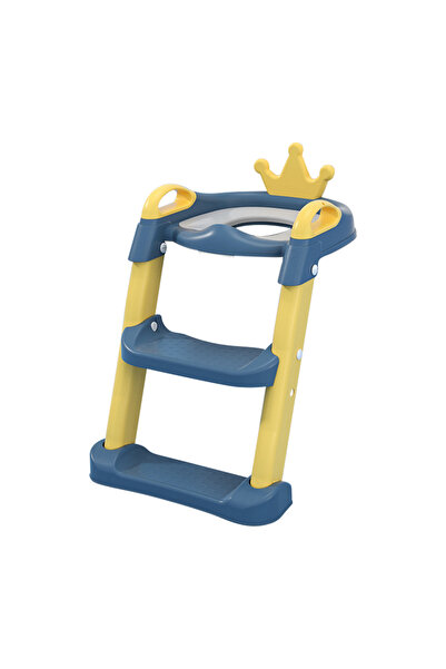 Little Mom Reductor WC pentru copii Little Mom Royal Yellow/Blue, pliabil,cu scarita antiderapanta, inaltime aj