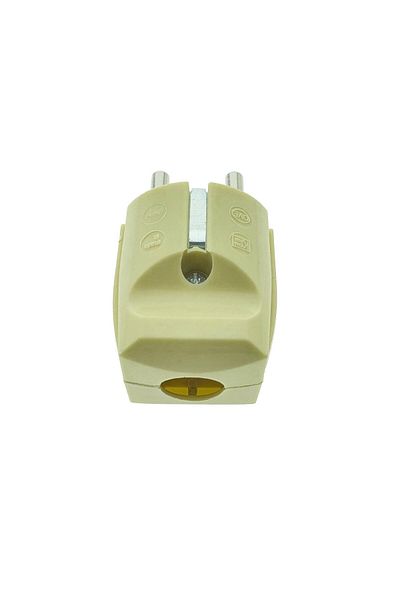 OEM Detachable schuko plug, with grounding, 220V, 16A, with right outlet, made of ebonite, beige