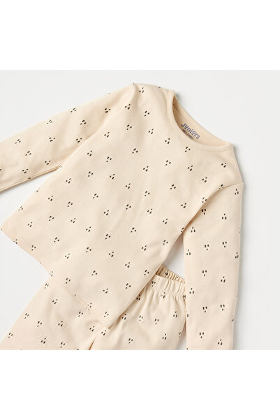 Juniors All-Over Printed Long Sleeves T-shirt and Elasticated Pyjama Set