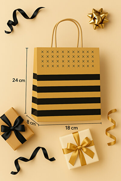 HDF PAZARLAMA 25 ΤΕΜ ΜΑΥΡΟ ΜΟΝΤΕΛΟ 18*8*24 ΤΣΑΝΤΑ KRAFT