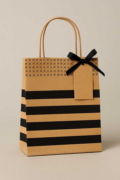 HDF PAZARLAMA 25 Black Patterned 18*8*24 Kraft Bags