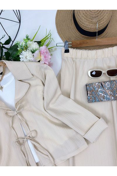 YEDİLALE Merve Skirt Jacket Double Set [Crinkle Fabric]