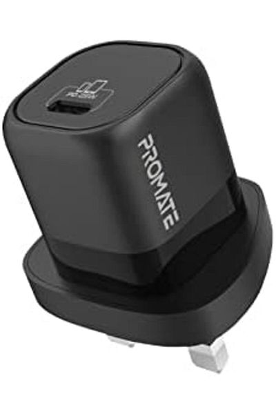 Promate USB-C Charger, Premium GaNFast Technology Wall Adapter with 25W Type-C Power Delivery Port,