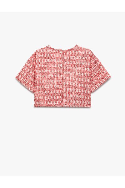 Koton Short Sleeve Crew Neck Textured Blouse