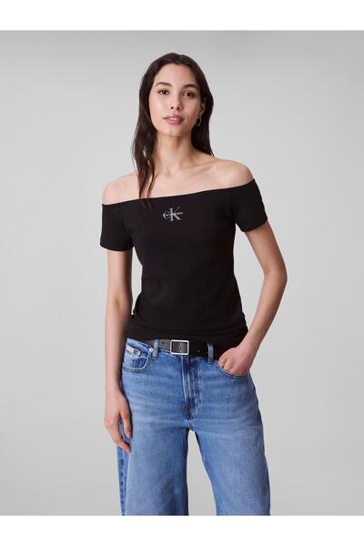 Calvin Klein Monogramos, vállat szabadon hagyó, rugalmas felső