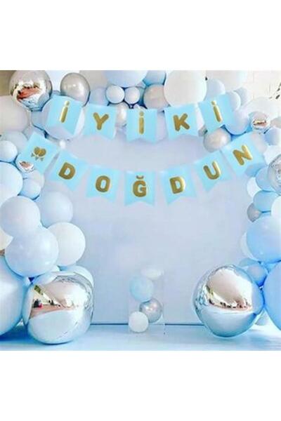 DODOMAR Happy Birthday Banner Gold on Blue Color,Gold Gilding Writing, Cardbo...