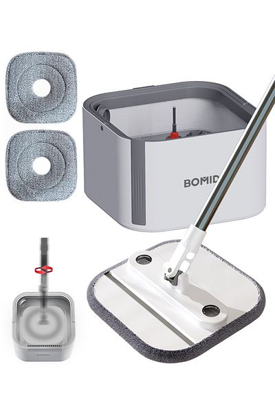 BOMIDI 360 Degree Spin Mop Bucket Set with Self Separation Dirty and Clean Water System