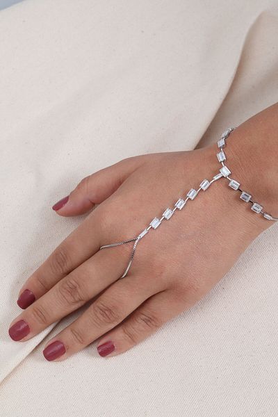 Süspüs Accessories Baguette Stone Silver Color Şahmeran
