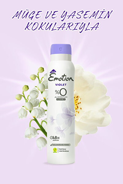 Emotion Violet Kadın Vegan Deodorant 4x150 Ml Hızlı Kurur, Leke Bırakmaz
