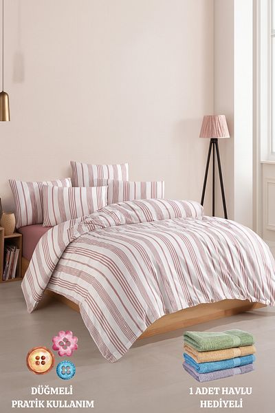 Formeya Cotton Yarn Dyed Single Duvet Cover Set - Buttoned and Elastic (1 Pillow Case)