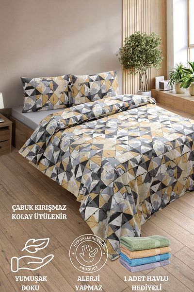 Formeya Lovely Patterned Single Duvet Cover Set - Single Duvet Cover Set with Elastic Sheet
