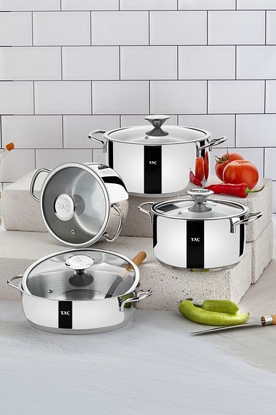 Taç 8 Piece Bengü Pro Induction Base Cookware Set Made of Metal