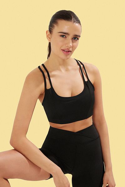 Trendyol Collection Black Knitted Sports Bra with Double String Straps - Support & Shape Thmss25Ss00016