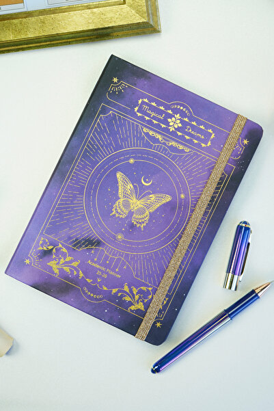 Victoria's Journals Σκληρό εξώφυλλο Α5 Ακαδημαϊκό Πρόγραμμα Σχεδιασμού 2025-2026. 100 γρ. Χαρτί ιβουάρ χοντρό. Ελαστικό - Stellar Bloom