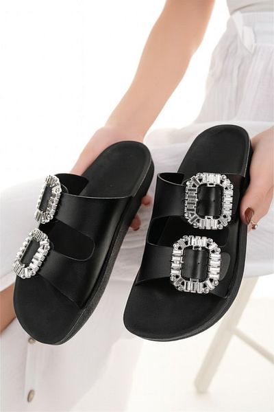 Modafırsat Women's Casual Slippers Black Summer Home Beach Vacation Work Slippers Visual Refreshed