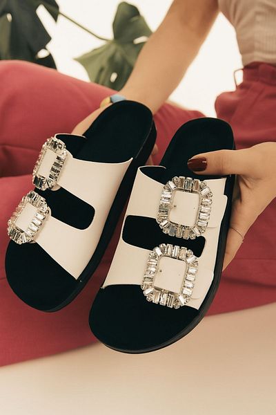Modafırsat Women's Casual Slippers Beige Beach Vacation Work Slippers Visual Renewed
