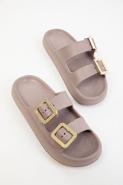 Beyond Women's Stoned Mink Double Strap Buckle Eva Slippers 2.5cm Byndcb01