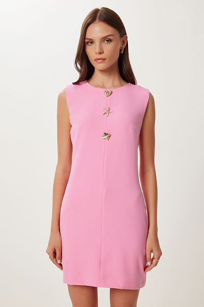 Happiness İstanbul Rochie mini țesută pentru femei cu accesorii din aur roz RG00075