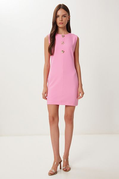 Happiness İstanbul Rochie mini țesută pentru femei cu accesorii din aur roz RG00075
