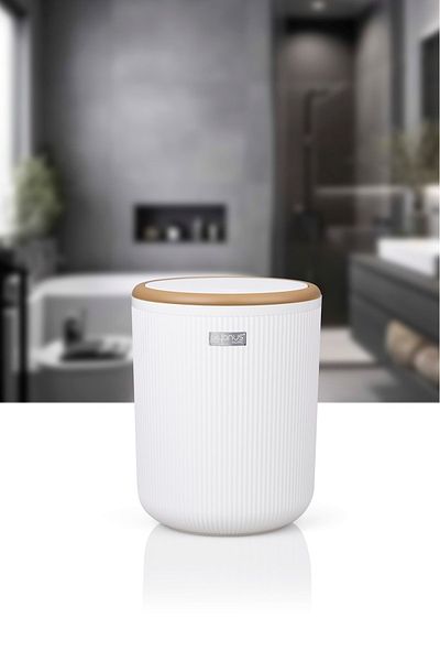 Okyanus Home Στρογγυλός κάδος απορριμμάτων Linea Due White ριγέ