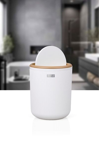 Okyanus Home Στρογγυλός κάδος απορριμμάτων Linea Due White ριγέ