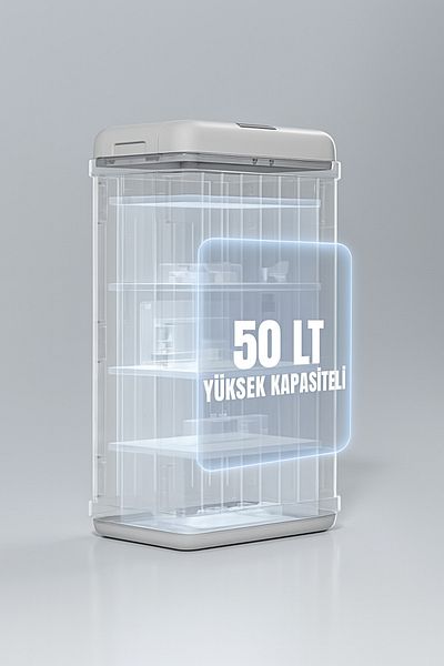Kitchen Life Coș de gunoi multifuncțional cu senzor de mișcare de 50 litri, silențios, pornit și oprit