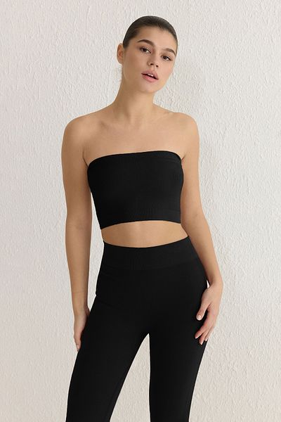 Trendyol Collection Pack of 2 Seamless Gray Melange and Black Strapless Knitted Sports Bra - Twoss21Ss0061